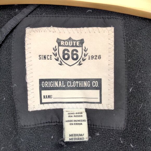 Route 66 Men's Puffer Jacket Black Medium Front Zip Long Sleeve Pocket Quilted - Picture 11 of 16